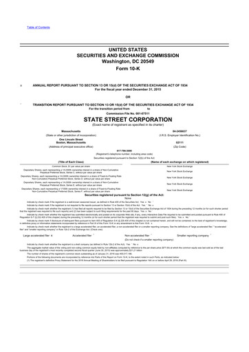 Thumbnail State Street Corporation
 10-K Annual Report 2015