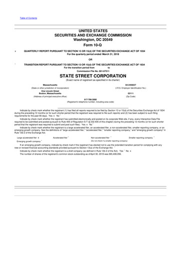 Thumbnail State Street Corporation
 10-Q Quarterly Report FY2018 