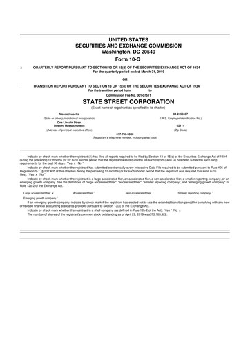 Thumbnail State Street Corporation
 10-Q Quarterly Report FY2019 