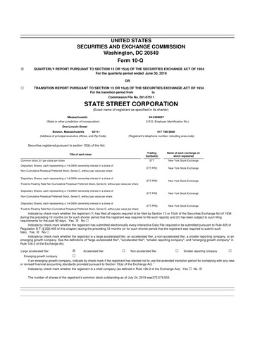 Thumbnail State Street Corporation
 10-Q Quarterly Report FY2019 