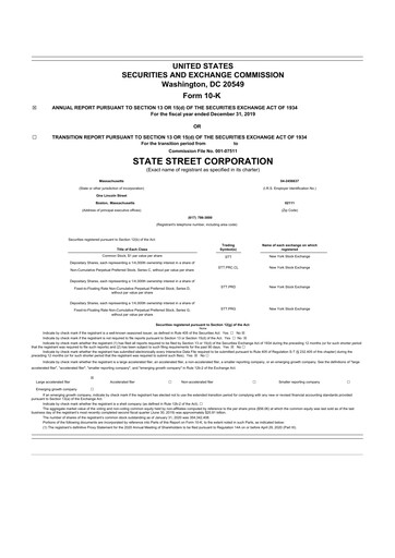 Thumbnail State Street Corporation
 10-K Annual Report 2019