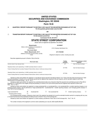 Thumbnail State Street Corporation
 10-Q Quarterly Report FY2020 