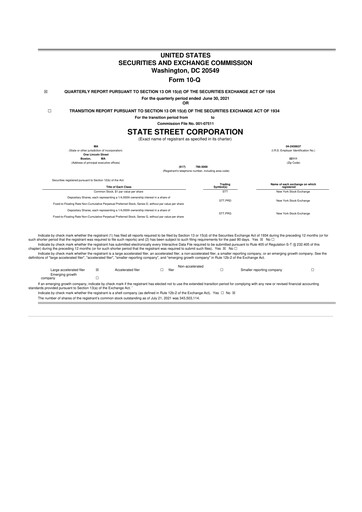 Thumbnail State Street Corporation
 10-Q Quarterly Report FY2021 