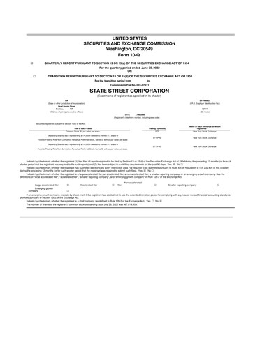Thumbnail State Street Corporation
 10-Q Quarterly Report FY2022 