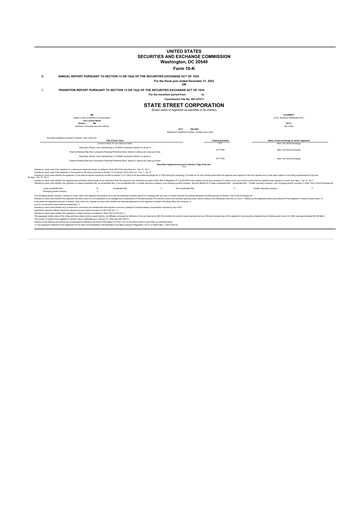 Thumbnail State Street Corporation
 10-K Annual Report 2022