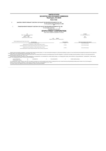 Thumbnail State Street Corporation
 10-Q Quarterly Report FY2023 