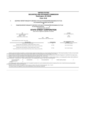 Thumbnail State Street Corporation
 10-Q Quarterly Report FY2023 