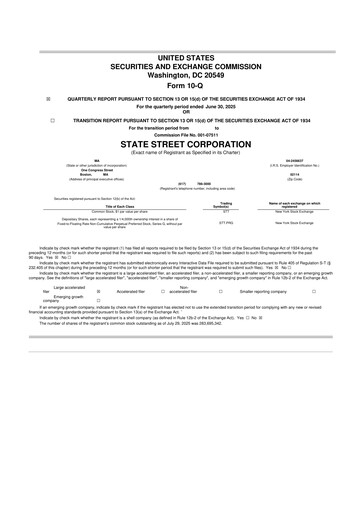 Thumbnail State Street Corporation
 10-Q Quarterly Report FY2025 