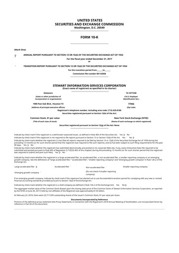 Thumbnail Stewart Information Services 10-K Annual Report 2017