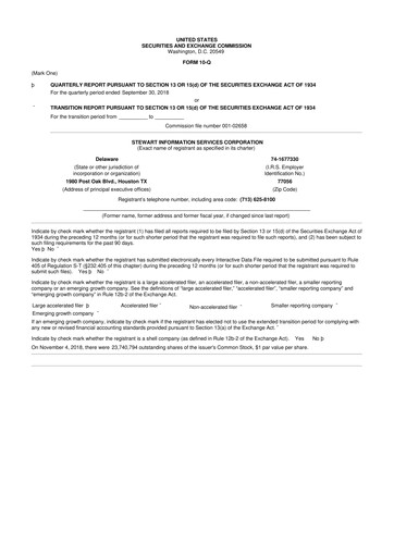 Thumbnail Stewart Information Services 10-Q Quarterly Report FY2018 