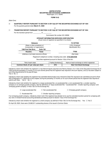 Thumbnail Stewart Information Services 10-Q Quarterly Report FY2020 