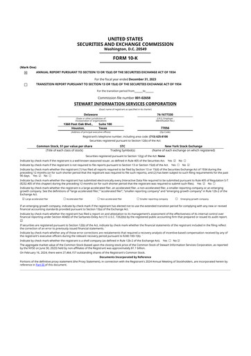 Thumbnail Stewart Information Services 10-K Annual Report 2023