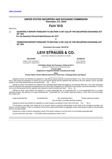 Thumbnail Levi Strauss & Co. 10-Q Quarterly Report FY2017 