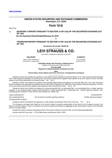 Thumbnail Levi Strauss & Co. 10-Q Quarterly Report FY2018 