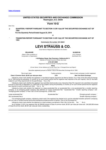 Thumbnail Levi Strauss & Co. 10-Q Quarterly Report FY2019 