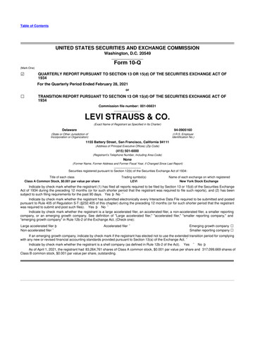 Thumbnail Levi Strauss & Co. 10-Q Quarterly Report FY2021 