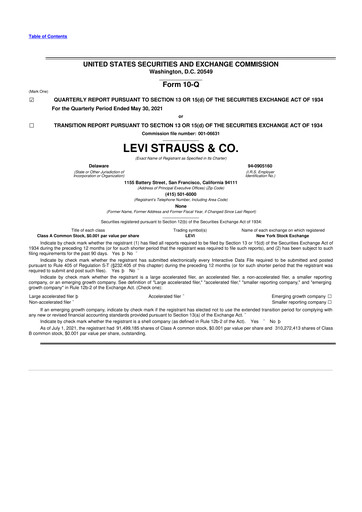 Thumbnail Levi Strauss & Co. 10-Q Quarterly Report FY2021 