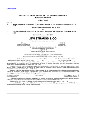 Thumbnail Levi Strauss & Co. 10-Q Quarterly Report FY2022 