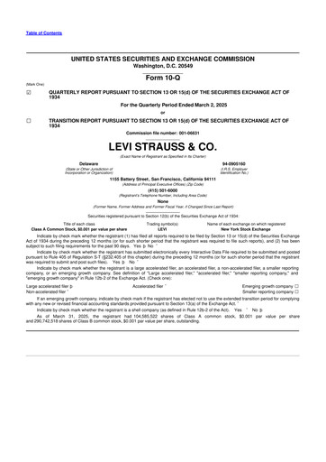 Thumbnail Levi Strauss & Co. 10-Q Quarterly Report FY2025 