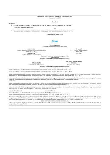 Thumbnail Sysco 10-K Annual Report 2015