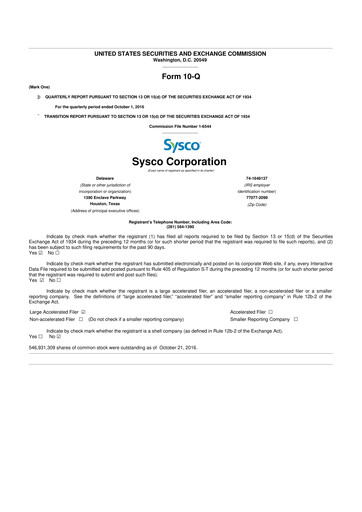 Thumbnail Sysco 10-Q Quarterly Report FY2017 