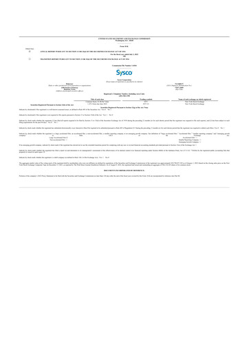 Thumbnail Sysco 10-K Annual Report 2022