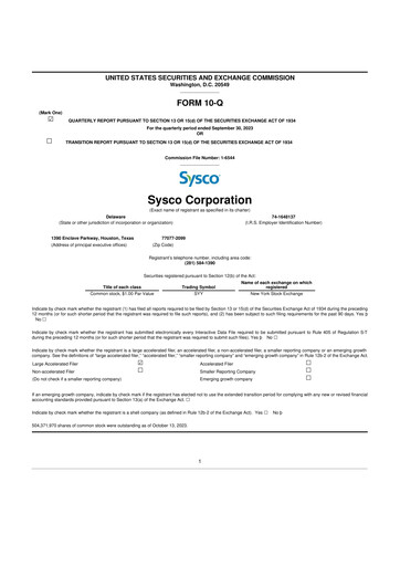 Thumbnail Sysco 10-Q Quarterly Report FY2024 