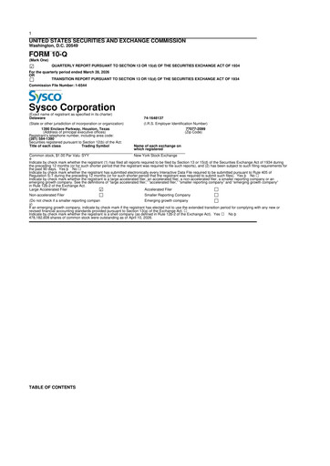 Vorschaubild Sysco 10-Q Quartalsbericht  