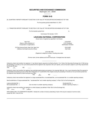 Miniature Jefferies Financial Group
 10-Q Rapport trimestriel 2010 