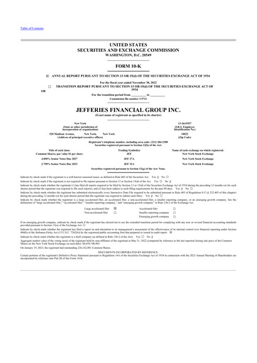 Thumbnail Jefferies Financial Group
 10-K Annual Report 2022