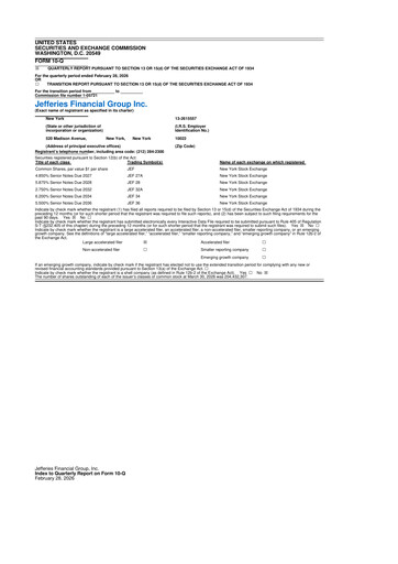 Thumbnail Jefferies Financial Group
 10-Q Quarterly Report FY 
