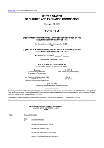 Thumbnail RadioShack 10-Q Quarterly Report FY 