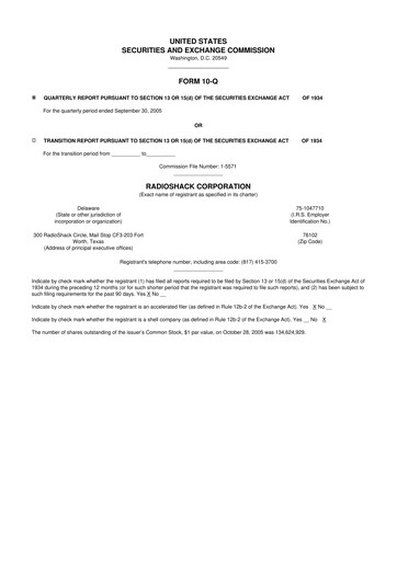 Thumbnail RadioShack 10-Q Quarterly Report FY 