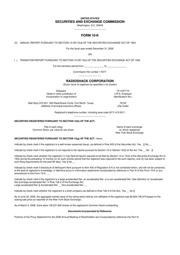 Thumbnail RadioShack 10-K Annual Report 