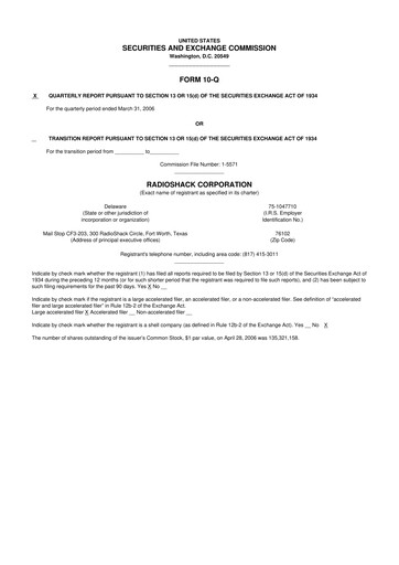 Thumbnail RadioShack 10-Q Quarterly Report FY 