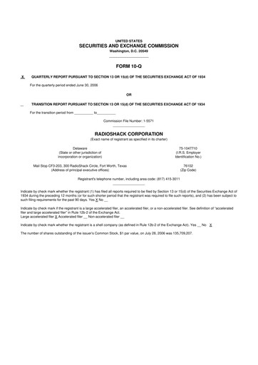 Thumbnail RadioShack 10-Q Quarterly Report FY 