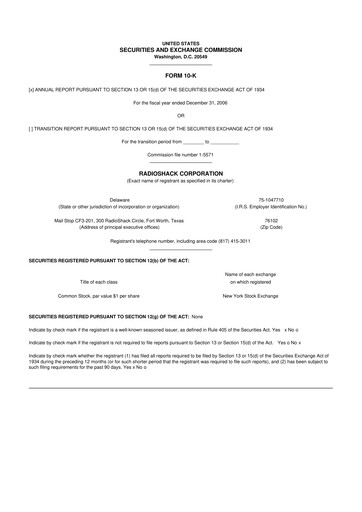 Thumbnail RadioShack 10-K Annual Report 