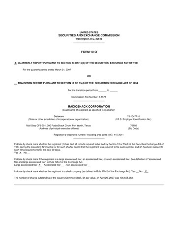 Thumbnail RadioShack 10-Q Quarterly Report FY 