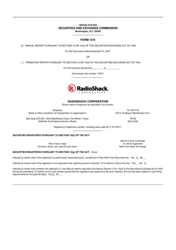 Thumbnail RadioShack 10-K Annual Report 