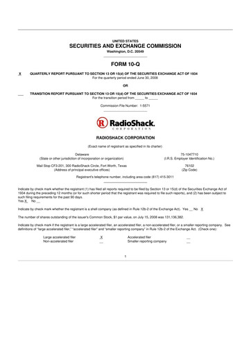 Thumbnail RadioShack 10-Q Quarterly Report FY 