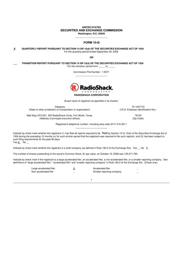Thumbnail RadioShack 10-Q Quarterly Report FY 