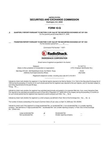 Thumbnail RadioShack 10-Q Quarterly Report FY 