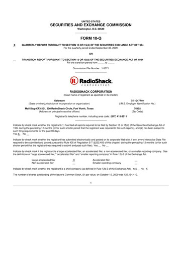 Thumbnail RadioShack 10-Q Quarterly Report FY 