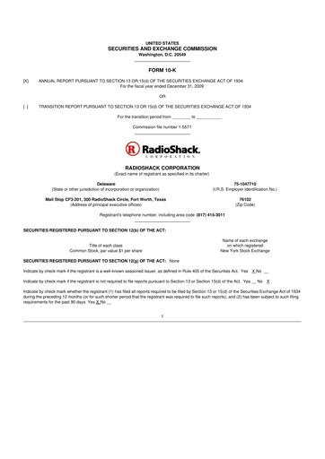 Thumbnail RadioShack 10-K Annual Report 