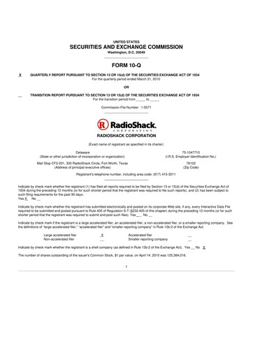 Thumbnail RadioShack 10-Q Quarterly Report FY 