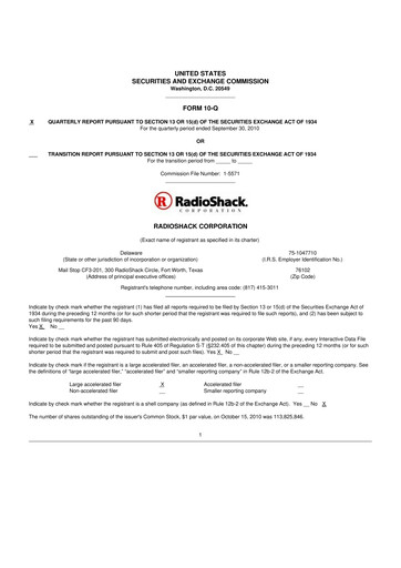 Thumbnail RadioShack 10-Q Quarterly Report FY 
