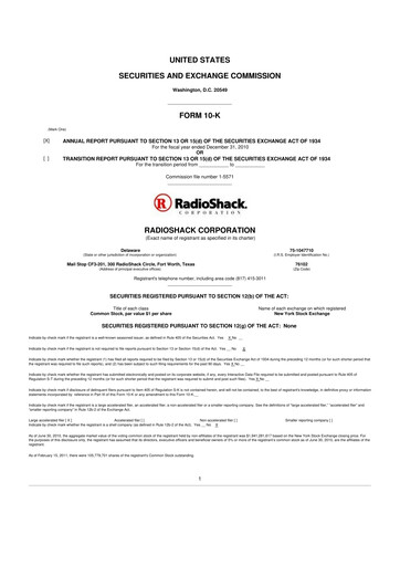 Thumbnail RadioShack 10-K Annual Report 