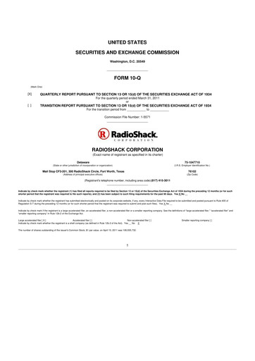 Thumbnail RadioShack 10-Q Quarterly Report FY 