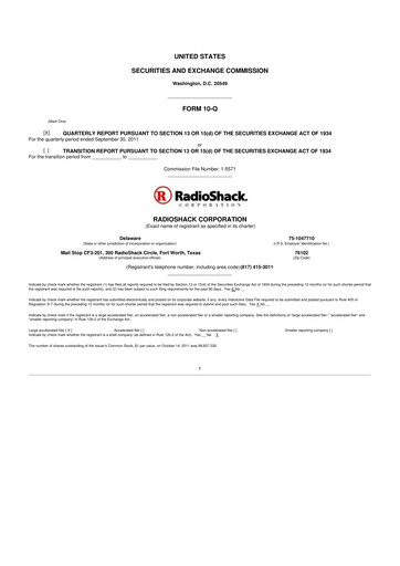 Thumbnail RadioShack 10-Q Quarterly Report FY 