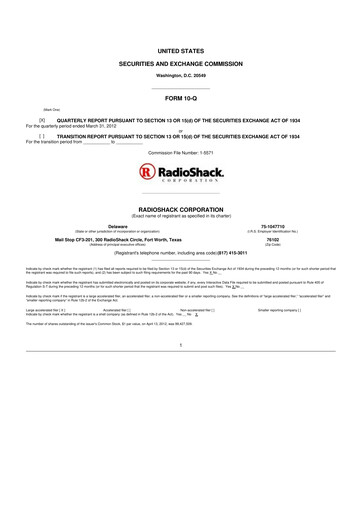 Thumbnail RadioShack 10-Q Quarterly Report FY 